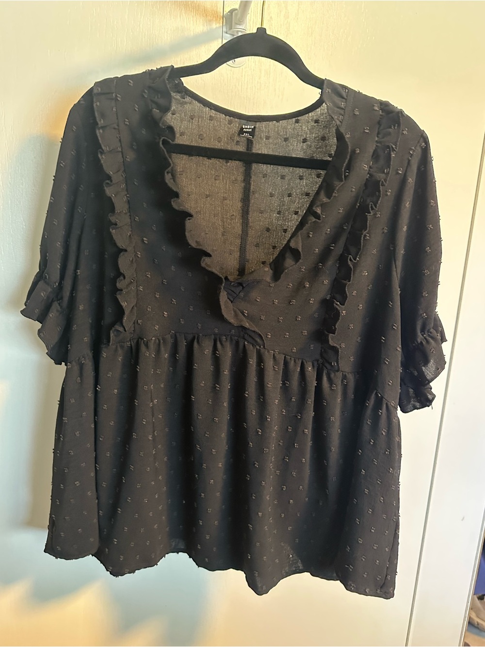 SHEIN A New Day Black Ruffle Peplum Blouse size 2XL